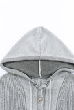 Pull à capuche gris Henley à col en V