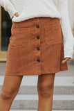 Buttons Front Corduroy Mini Skirt