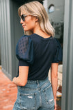 Textured Short Puff Sleeve Blouse