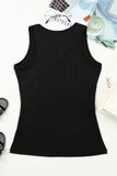 Split Neck Ribbed Knit Tank Top