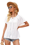 Crochet Eyelet Short Sleeves Top