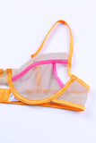 Colorblock Trim Spaghetti Strap Three Piece Lingerie Set