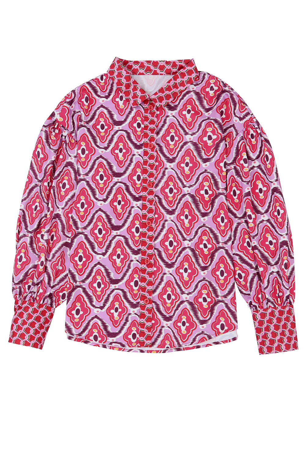 Abstract Print Button Up Long Sleeve Shirt