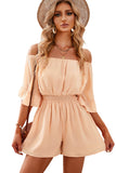 Ruffled Ruched High Waist Off Shoulder Romper