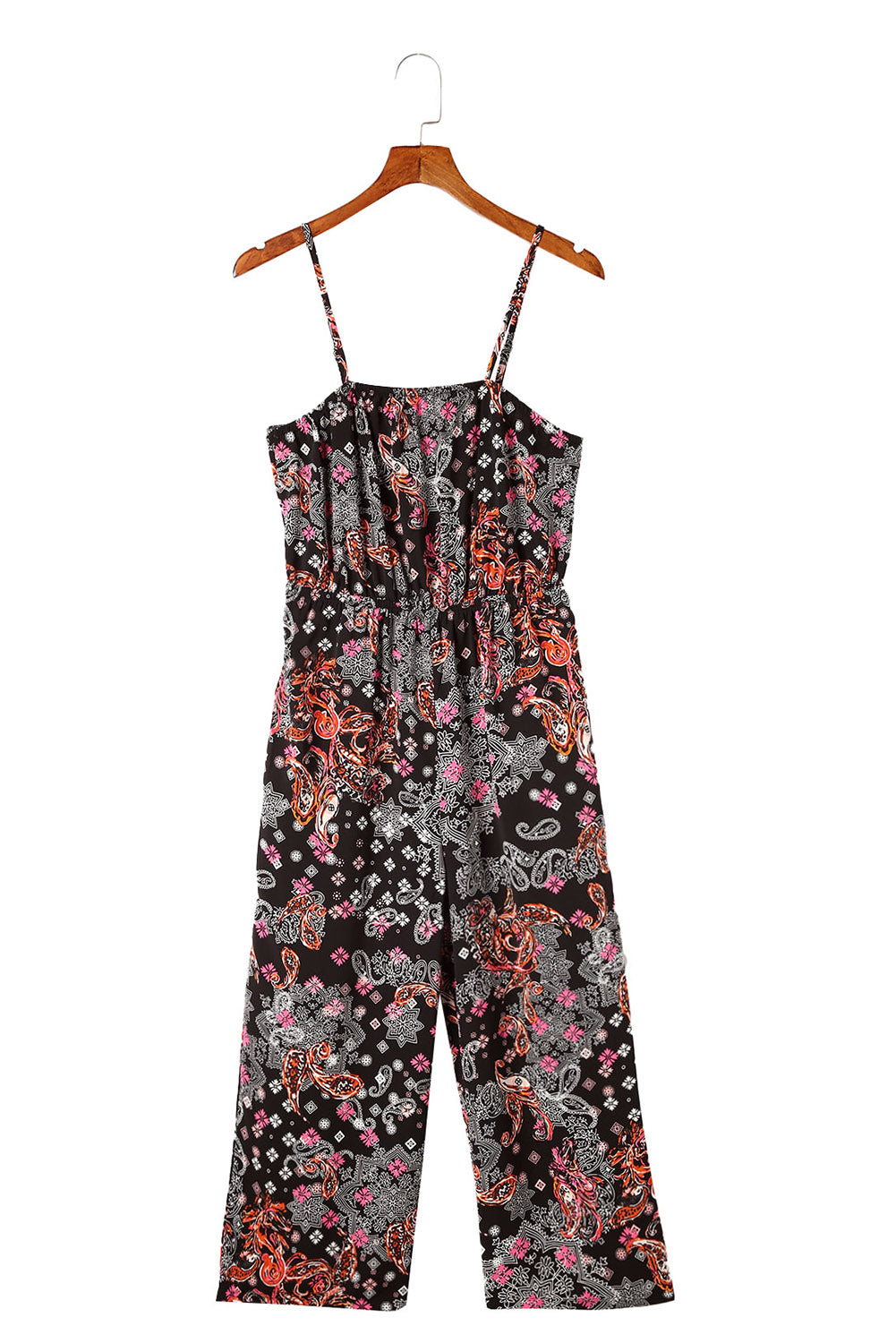 Mixed Paisley Print Cropped Jumpsuit