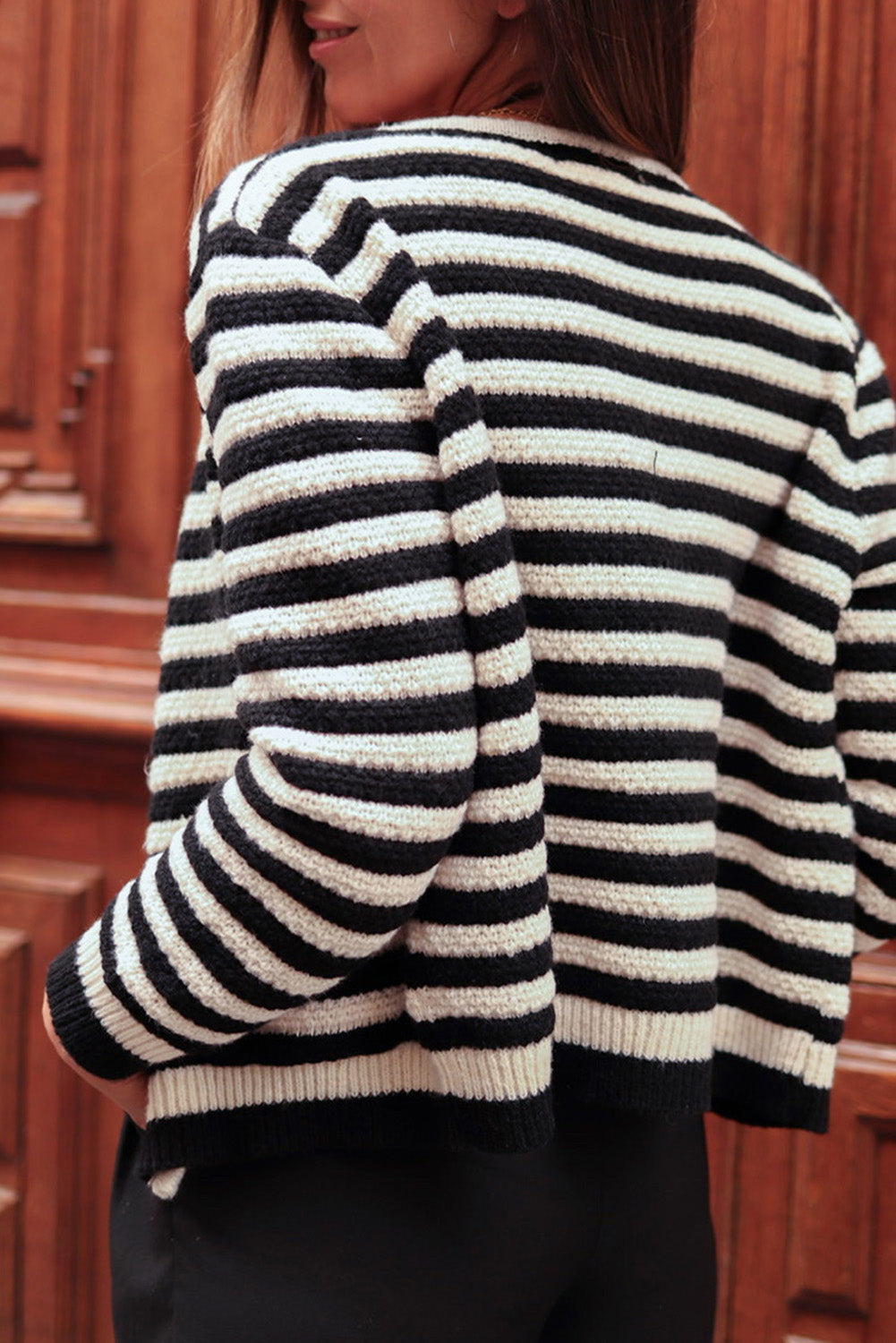 Contrast Striped Print Cardigan