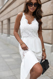 Lace Crochet Patchwork Sleeveless Long Dress