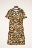 Print Short Sleeve A-line Mini Dress