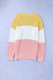 Colorblock Bubble Sleeve Plus Size Sweater