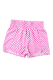 Short de sport taille haute à carreaux rose