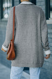 Long Pocketed Open Front Knit Cardigan