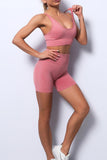 Spaghetti Strap Yoga Bra and Seamless Shorts Set