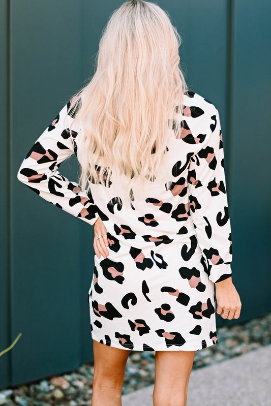 Leopard Long Sleeve Mini Dress