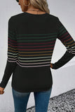 Multicolor Striped Crew Neck Long Sleeve Top