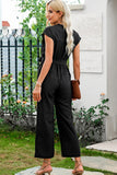 V Neck Pocketed Tie Waist Wide Leg Jumpsuit