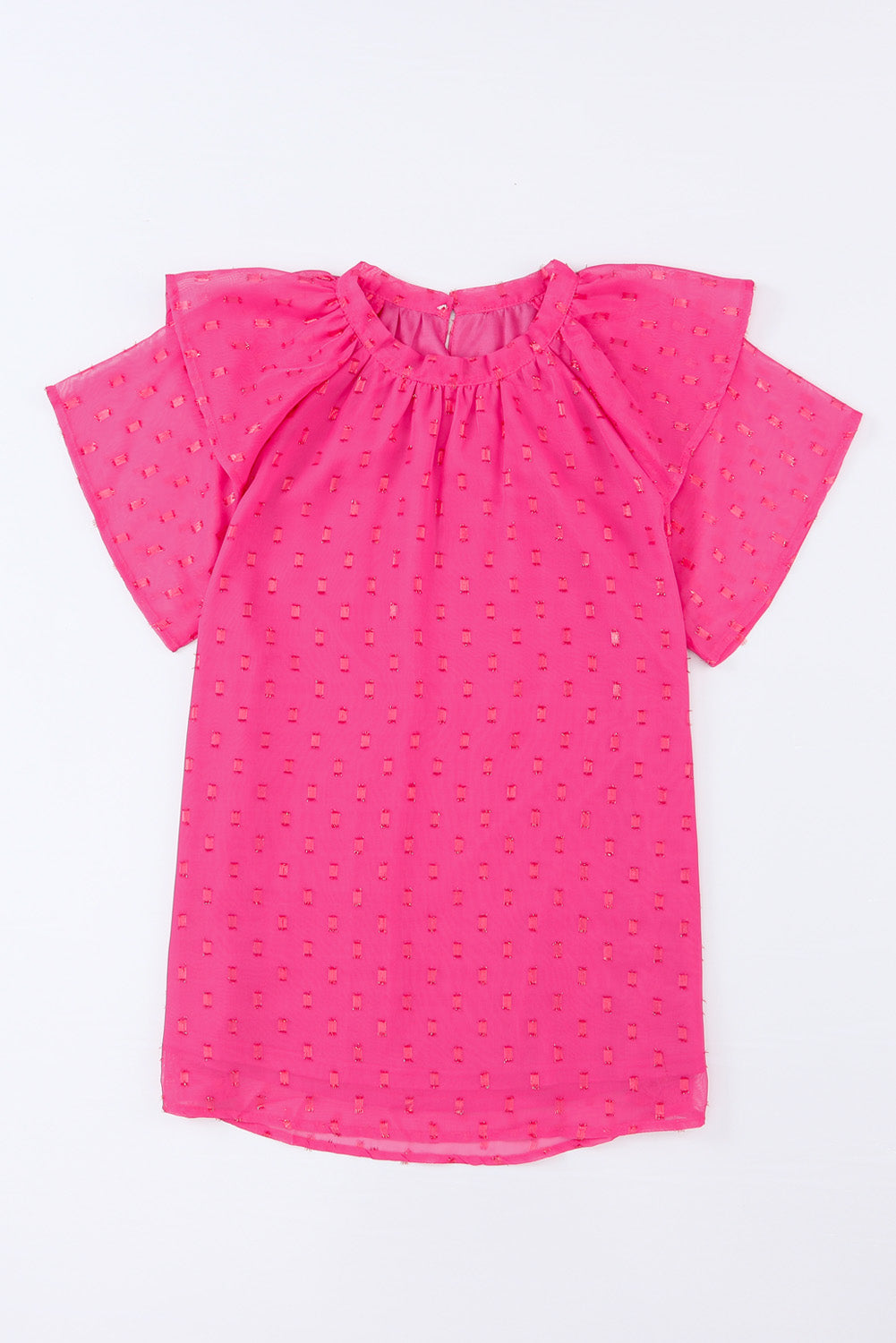 Dotted Gold Stamp Tiered Ruffled Short Sleeve Top