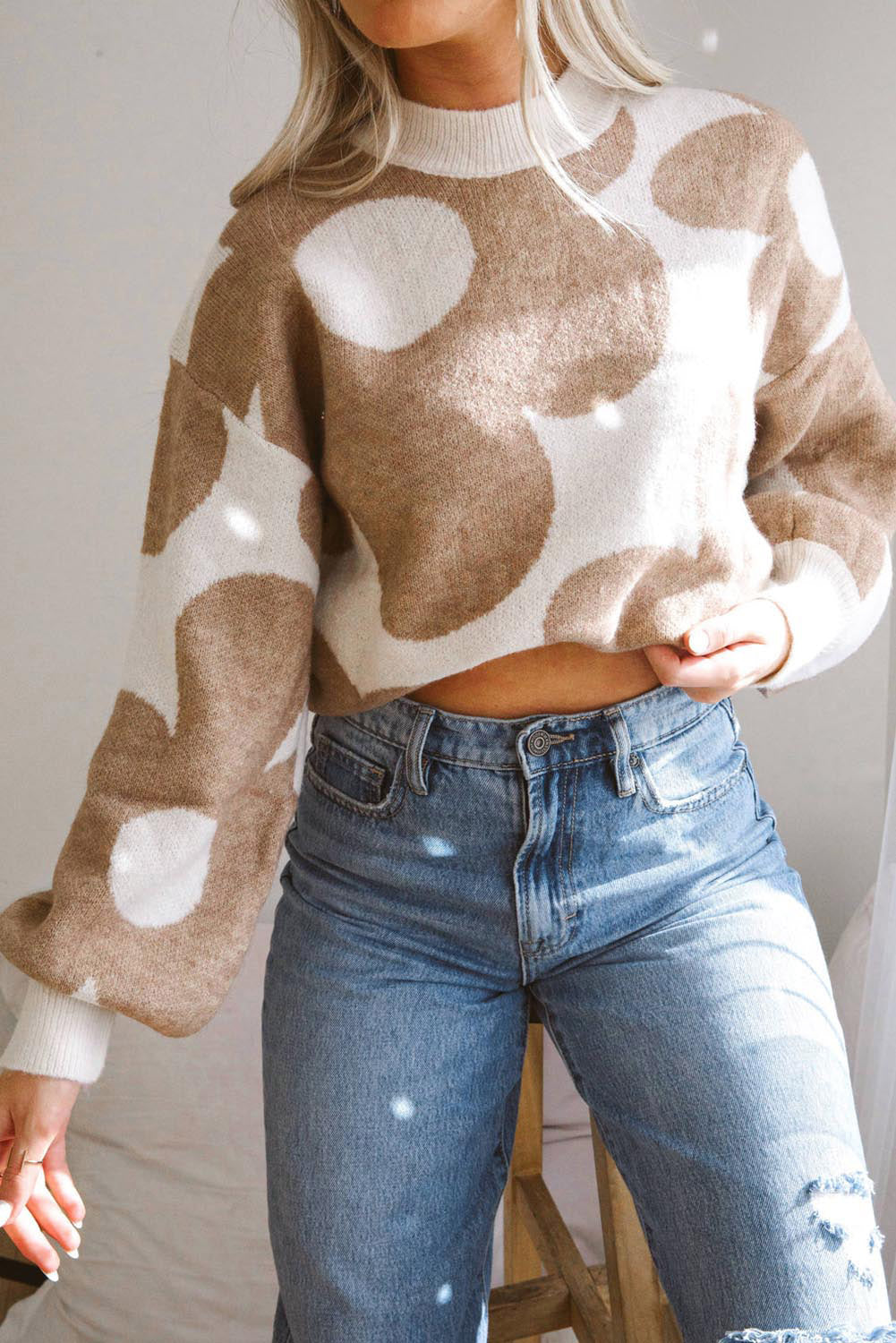 Flower Pattern Slouchy Sweater