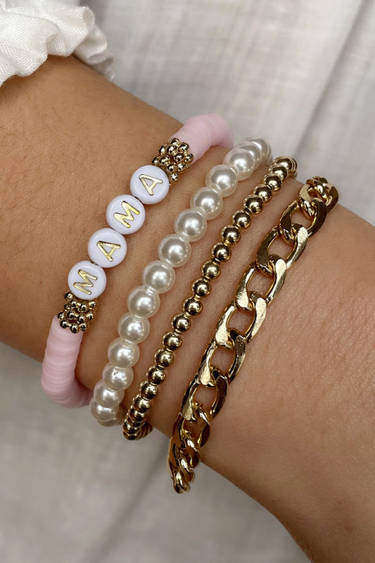 Ensemble de bracelets à chaîne perlée MAMA Pearls 4PCS