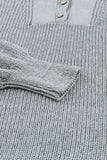 Pull à capuche gris Henley à col en V