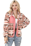 Western Colorblock Snap Buttoned Sherpa Jacket