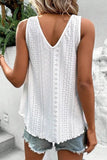 Apricot Pink Lace Crochet Splicing V Neck Loose Fit Tank Top