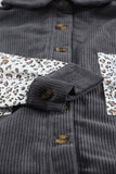 Leopard Patchwork Corduroy Buttoned Shirt Jacket