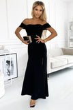 Thigh High Split Sheath Off Shoulder Evening Dress