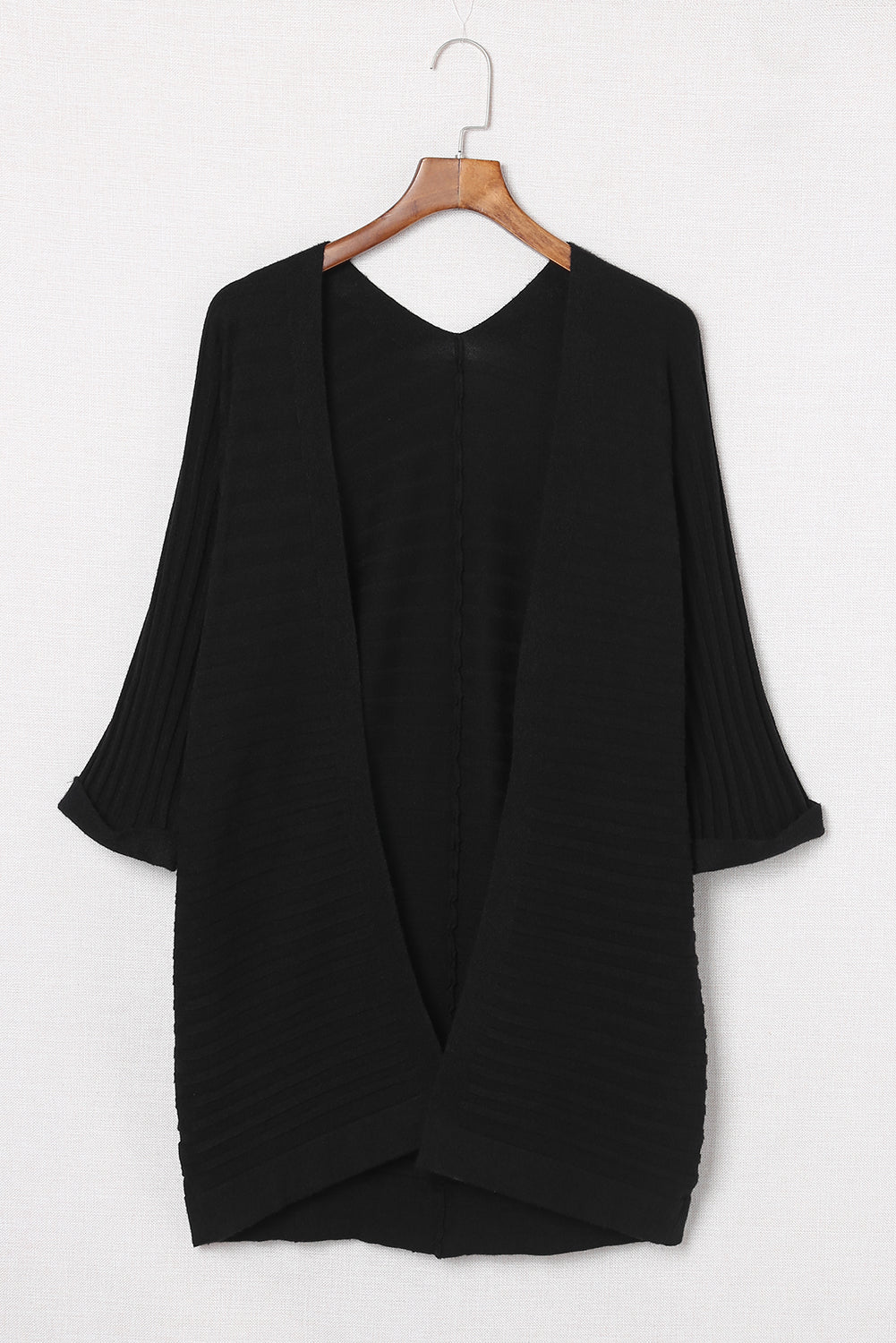 Ribbed Open Front Knit Cardigan