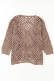 Hollowed Knit V Neck Dolman Sleeve Sweater