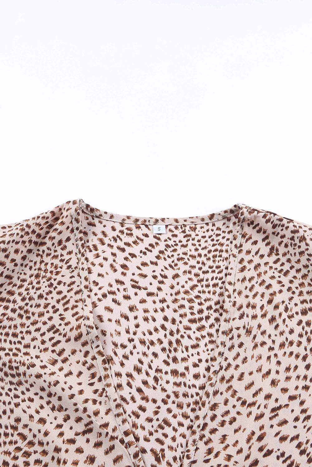 Animal Print Shirred Cuff Lantern Sleeve Cardigan