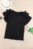 Plain Tiered Ruffled Short Sleeve T Shirt