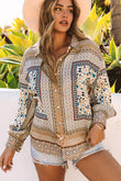 Bohemian Printed Button Front Shirt