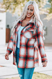 Turn down Neck Plaid Pocket Button Closure Coat