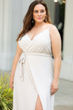 Plus Size V Neck Wrap Spaghetti Straps Maxi Dress