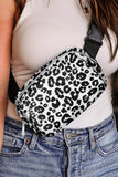 Leopard Print Buckle Canvas Chest Bag 20*5*14cm