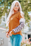 Leopard Sequin Patchwork Long Sleeve Top