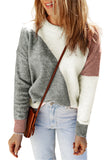 Colorblock Ribbed Trim Round Neck Sweater