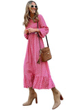 Printed Ruffled Hem Long Dress