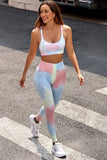 2pcs Tie Dye Yoga Bra and High Waist Leggings Set