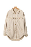 Apricot Flap Pocket Buttoned Cuffs Curved Hem Jacket