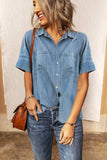 Turn-down Collar Short Sleeve Denim Shirt