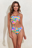 Floral Print Knotted Cut-out Halter One-piece Swimsuit