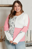 Leopard Patchwork Color Block Knitted Plus Size Top