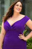 Plus Size Fit and Flare Pleated V Neck Maxi Dress