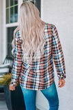 Plaid Print Leopard Trim Shirt Jacket