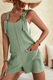 Pink Adjustable Straps Pocketed Textured Romper