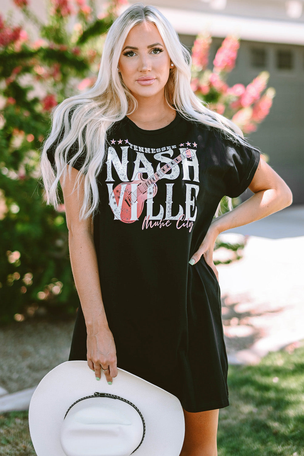 Robe t-shirt tendance noire Nashville Music Festival