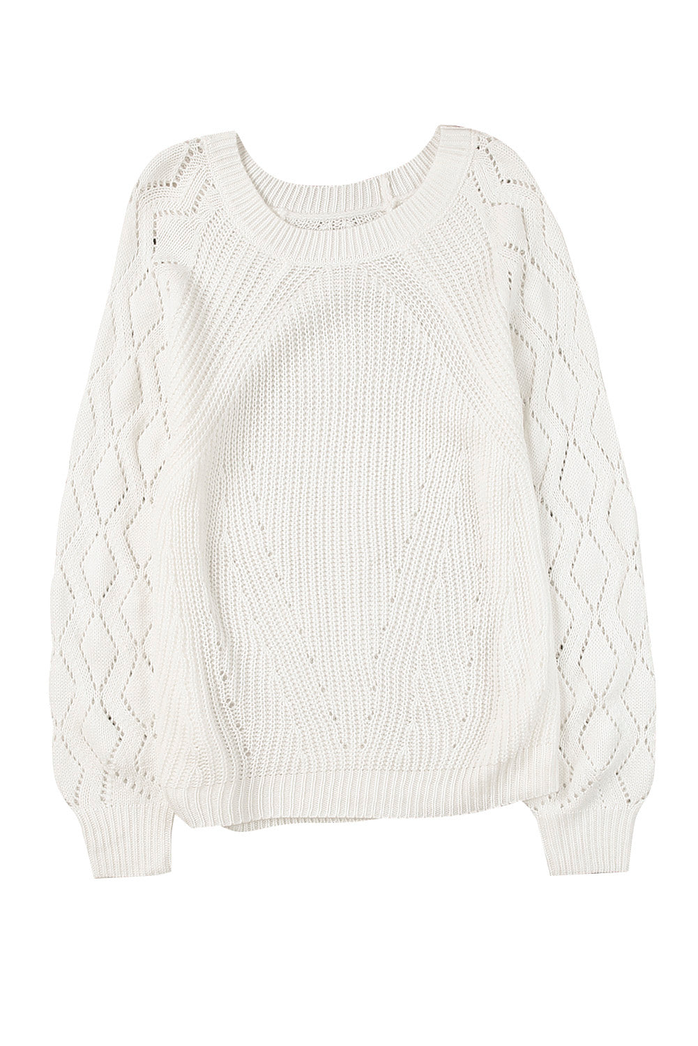 Hollow-out Puffy Sleeve Knit Sweater