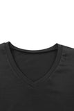 Black Puff Sleeve V-Neck T-Shirt