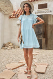 Frilled Neck Ruffle Swing Mini Dress with Pockets